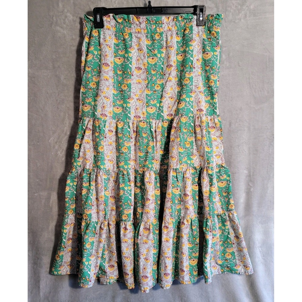 RHODE x Target Green Floral Summer Midi Skirt w/ Pockets Cotton Size XL Gypsy - Picture 2 of 8